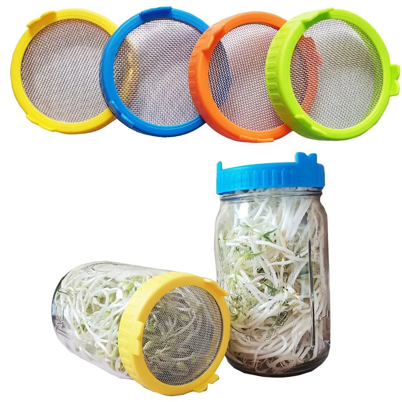 Plastic Sprouting Lid with Stainless Steel Screen Mesh Cover Cap 86mm
