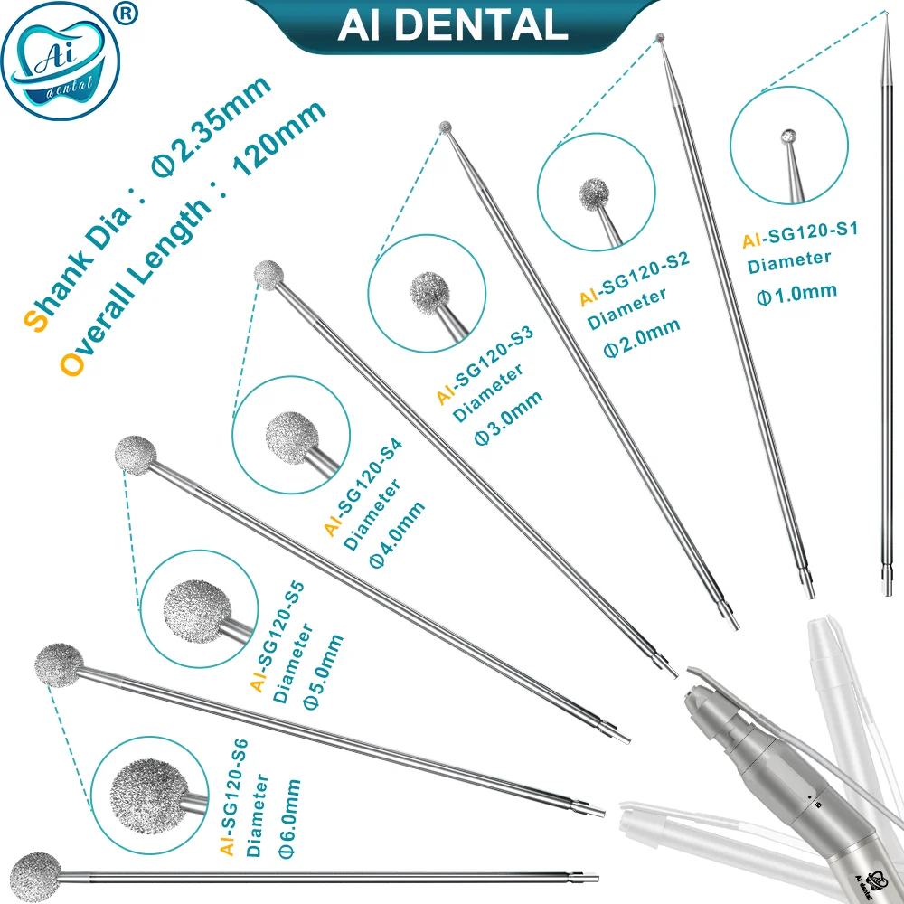 

Dental Burs for AI Dental Implant Surgical Low Speed Handpiece Contra Angle SG Series Diamond Burs Dia.2.35mm AI-SG45/70/120