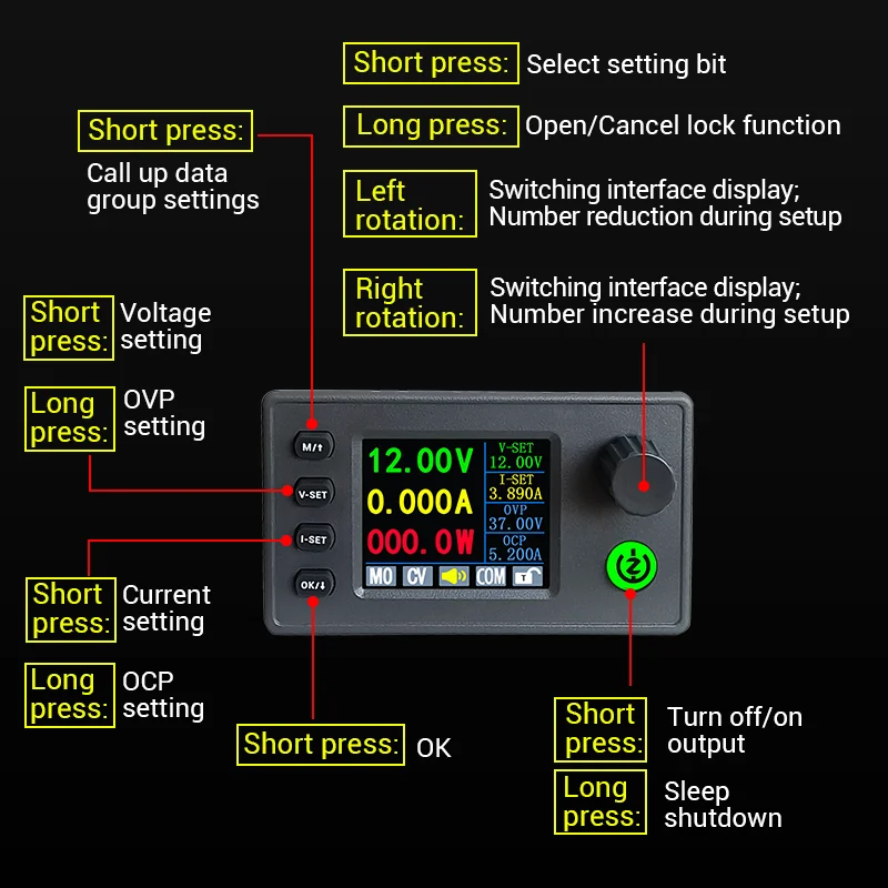 SK150C 150W 8A CNC 벅-부스트 DC 전원 공급 장치 조정 가능한 규제 실험실 변환기 7-36V 0.5-40V BT TTL 세트 앱 PC