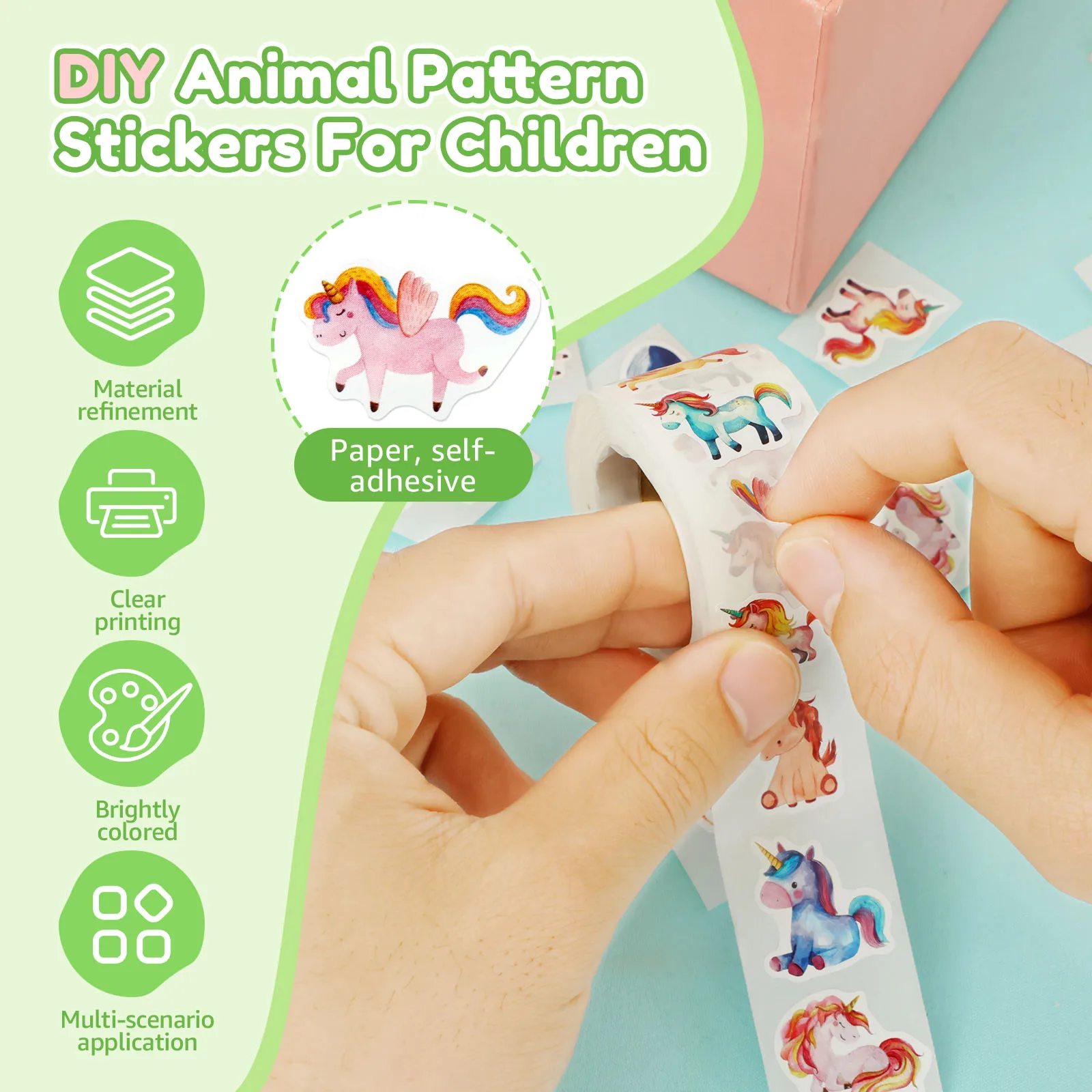 1000/9000pcs Animal Sticker Children's Motivational Sticker Different Pattern Decal for Kid Classroom Cartoon Reward Stickers