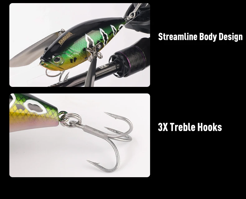 Kingdom Bionic Schwimmender Angelköder Topwater 8g 30g 45mm 85m Wobbler Metallflügel Laute künstliche harte Angelköder Barsch – Detail 12