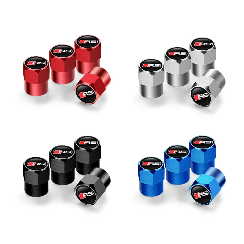 Valve Stem Caps 4Pcs Metal Car Tire Valve Caps Wheel Dust Cover Accessories For Audi Quattro RSQ3 RSQ8 RS3 RS4 S3 S4 RS5 RS6 RS7 S5 S6 S7 S8 A3