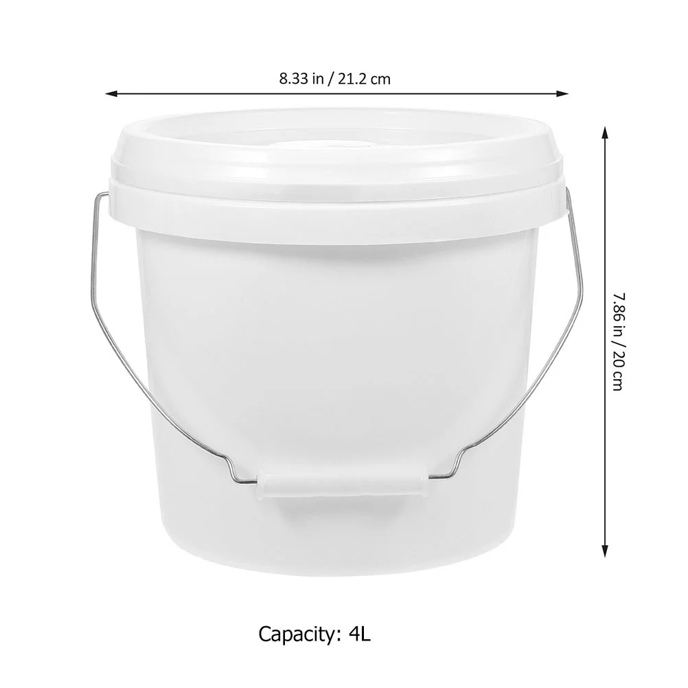 3 Pcs Paint Bucket Chemical Pigment Multi-functional Container 4 Liter with Lid Painting Iron Round