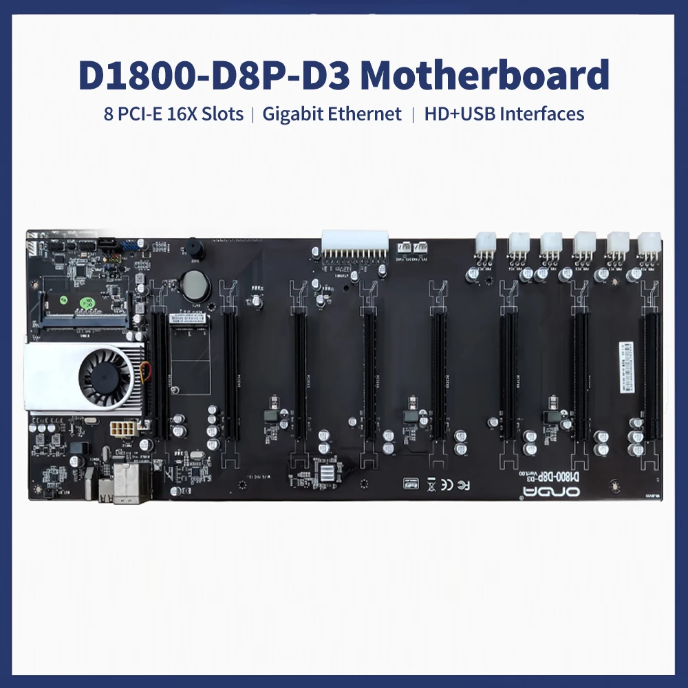 D1800-D8P-D3 материнская плата на борту ЦП J1800 8 PCI-E 16X Слоты гигабитная Сеть USB2.0 + HD порты