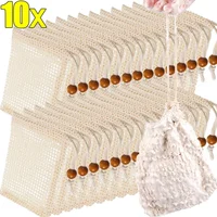 1/10Pcs Soap Foaming Net Mesh Bag Cotton Linen Soap Net Bag with Drawstring Hangable Shower Soap Bags Shower Cleaning Tools 1