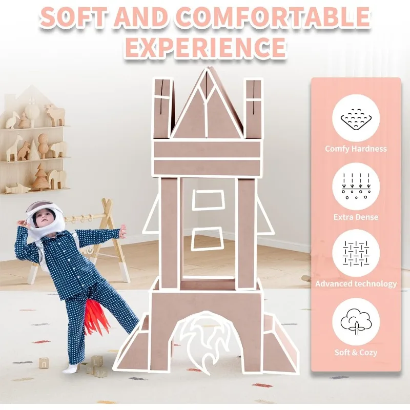 13PCS Modular Kids Play Couch 13 in 1 Toddler Couch for Playing, Creativing, Sleeping Indoor Kids Sofa for Boys and Girls (Pink) 4