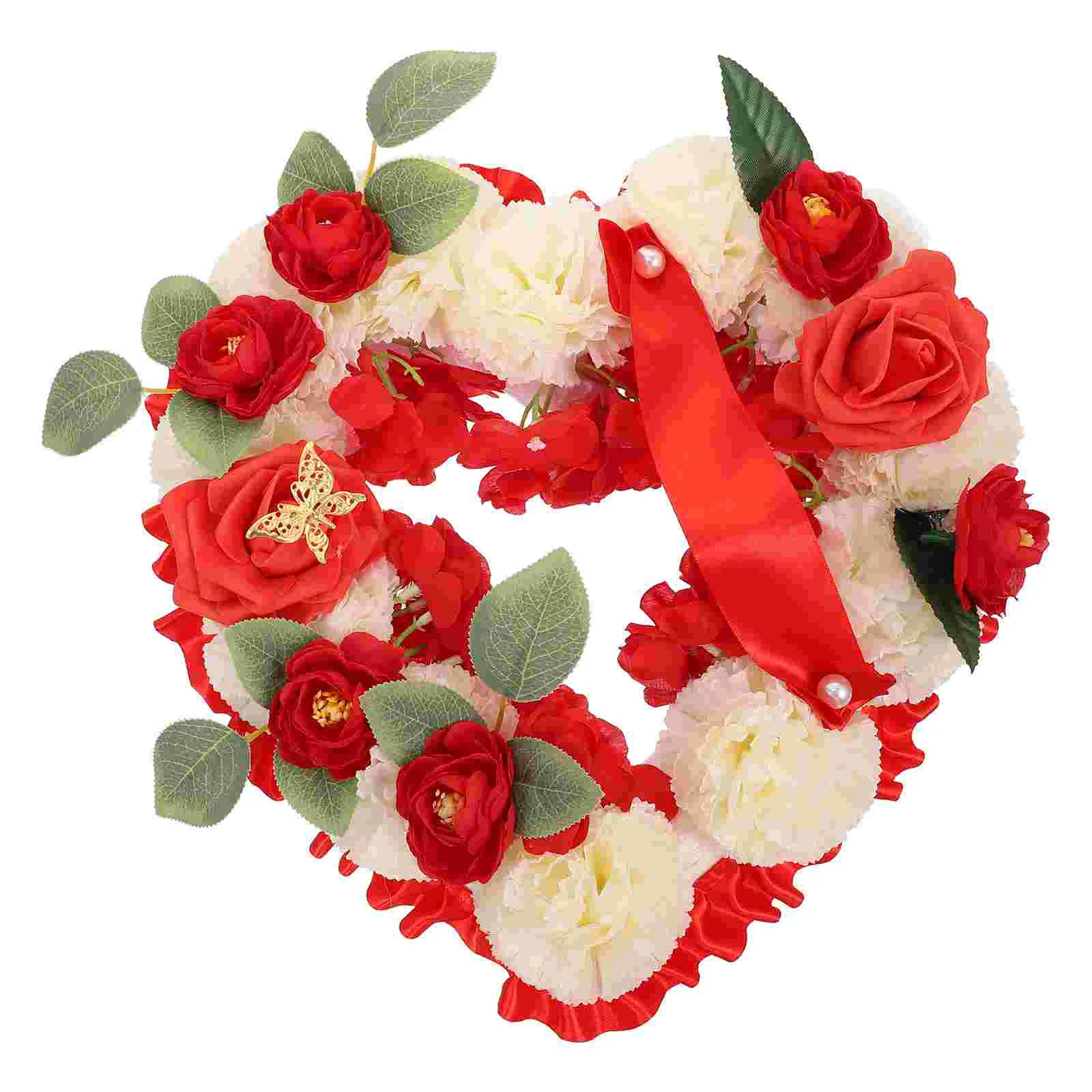 

Headstone Flowers Decoration Memorial Grave Artificial Flower Wreath Heart Shaped Cemetery Flowers