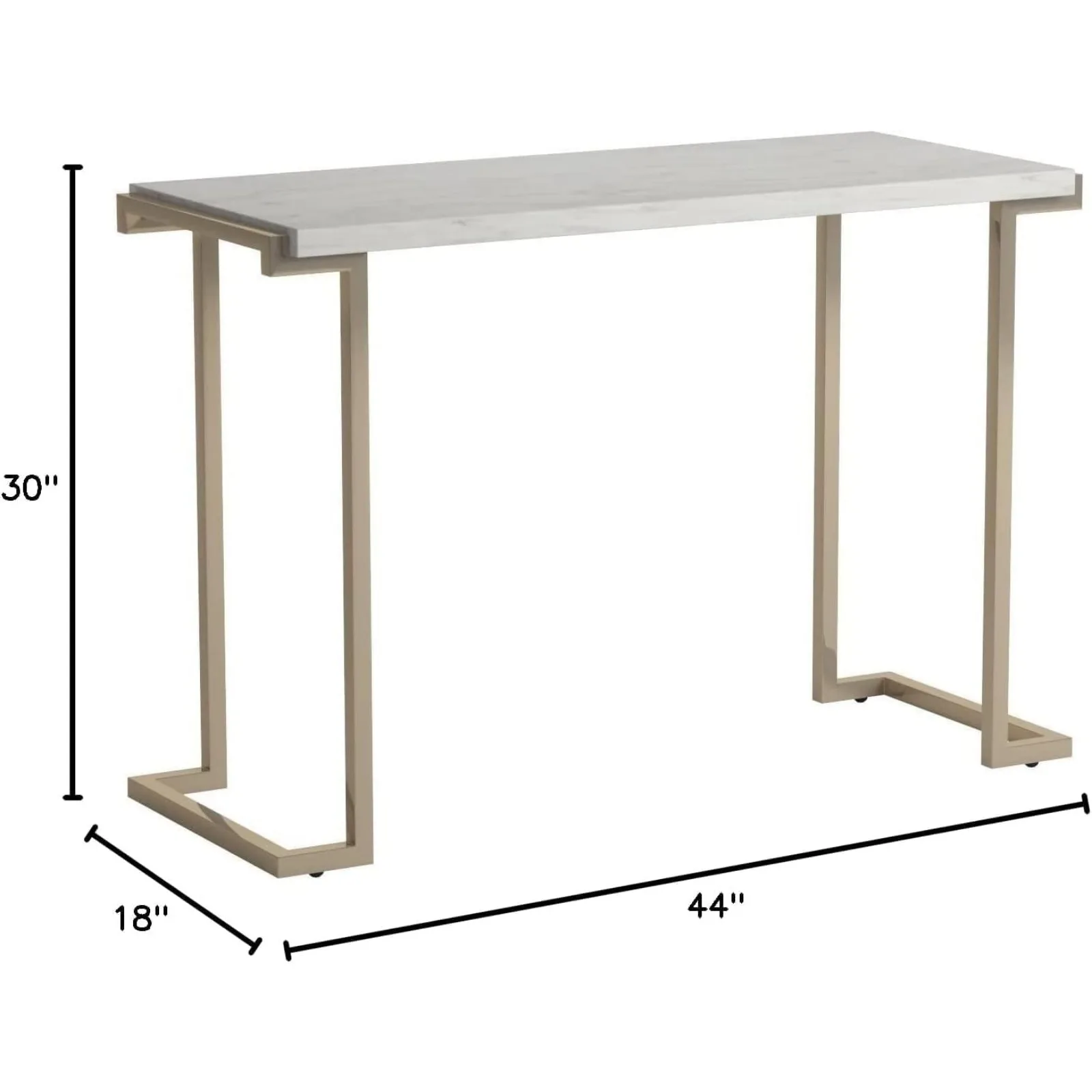 US Boice II Rectangular Faux Marble Top Console Table in Champagne Beige