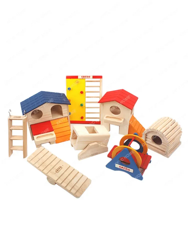 Hamster Landscaping Supplies Swing Villa Anti-Slide Ladder Toy Natural Wooden Arch Bridge Fence