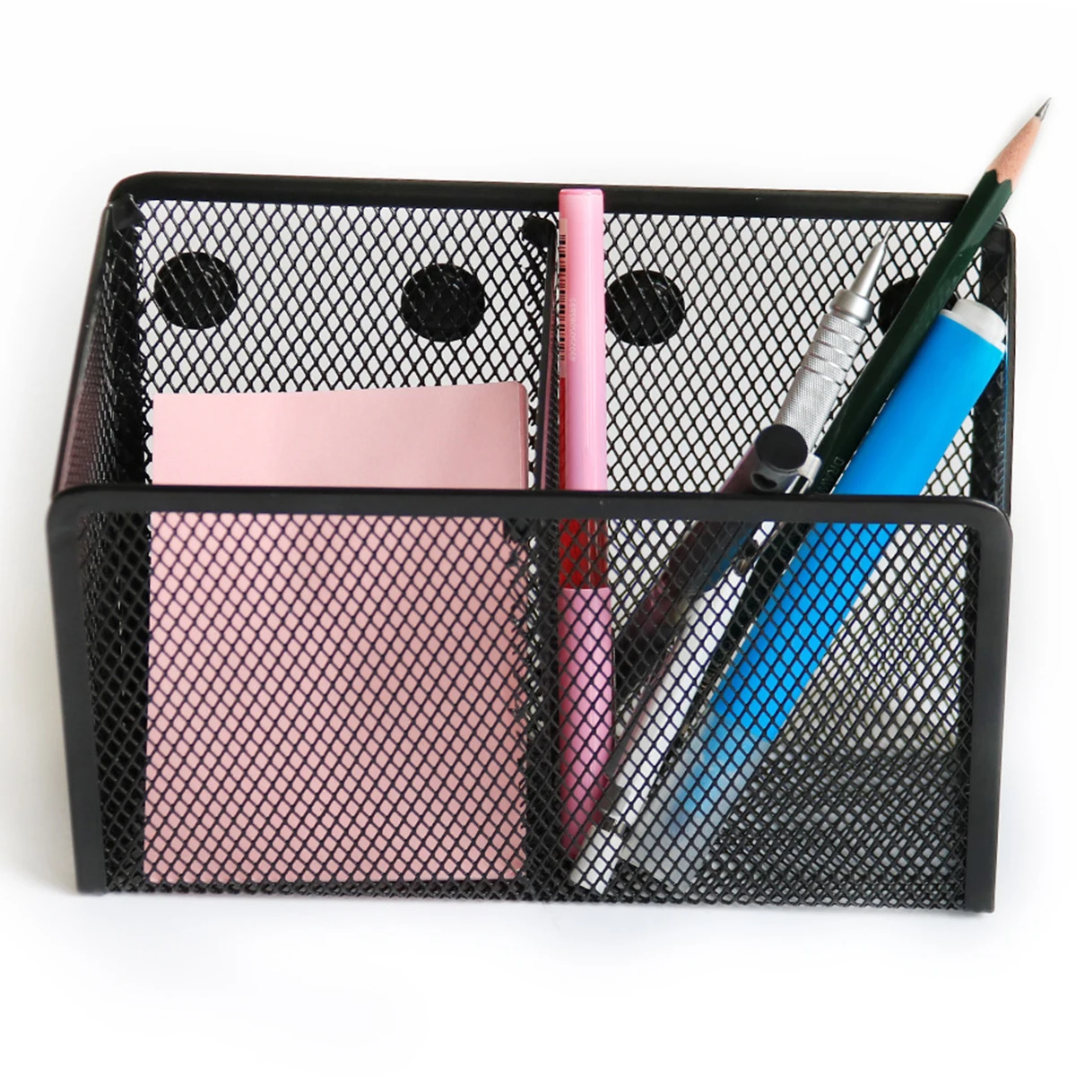Mesh Magnetic Pencil Holder Metal Stationary Organizer Desktop Stationery Storage Mesh Basket for Refrigerator Locker Office 6