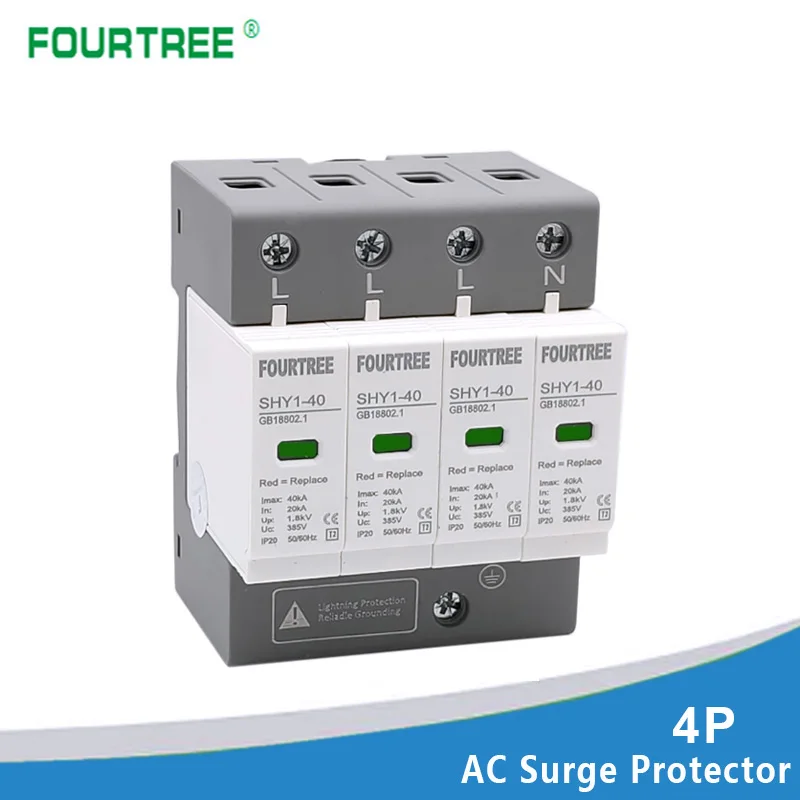 Spd Ac 3P N Dispositivo Di Protezione Da Sovratensione 20 ~ 40Ka 30Ka ~ 60Ka 385V 420V Scaricatore Di Protezione Contro I Fulmini Della Casa Protezion