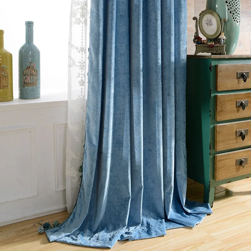 1 PC Luxury Double-Sided Chenille Curtains for Living Room Solid Color Window Curtains for the Bedroom Custom Made  (2)
