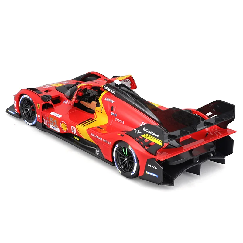 Bburago 1:24 24H Le Mans 랠리 페라리 499P 51 챔피언 다이캐스트 레이싱 카 모델, 차량 장난감 컬렉션, 어린이 선물