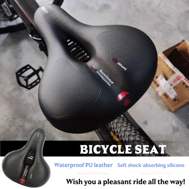 Siège de vélo universel, vélo de montagne/route confortable avec fonction d’absorption des chocs siège de haute qualité, cuir PU imperméable pour les voyages à vélo 1