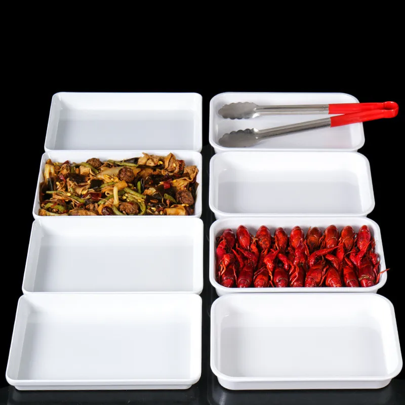 Flat Melamine Kitchen Storage Trays Pastry Bread Restaurant Plates Large White Menu Dishes Plastic for Dinner Persentation 2