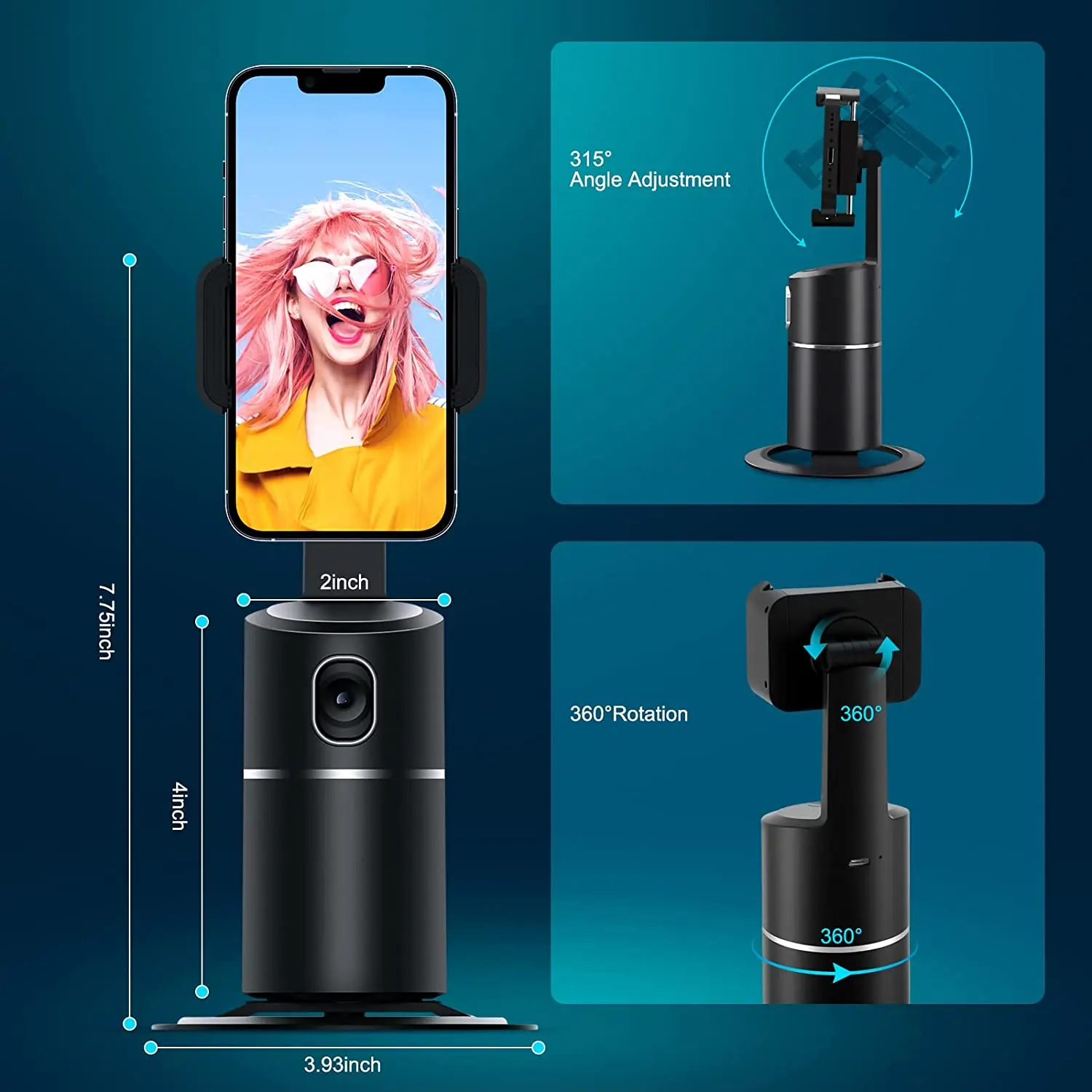 AI Smart Selfie Stick 360&deg; Auto Face Tracking Gimbal For video Live Recording Rotation Stabilizer Tripod Phone Holder