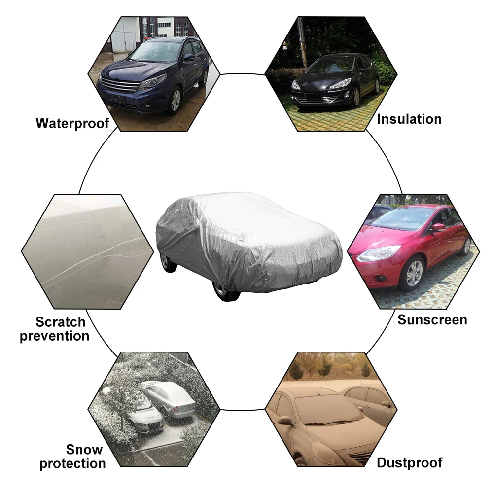 M Car Cover Waterproof Snowproof and UV Proof Universal Car Cover for Outdoor Indoor Breathable Auto Cover Full Car Car Shield