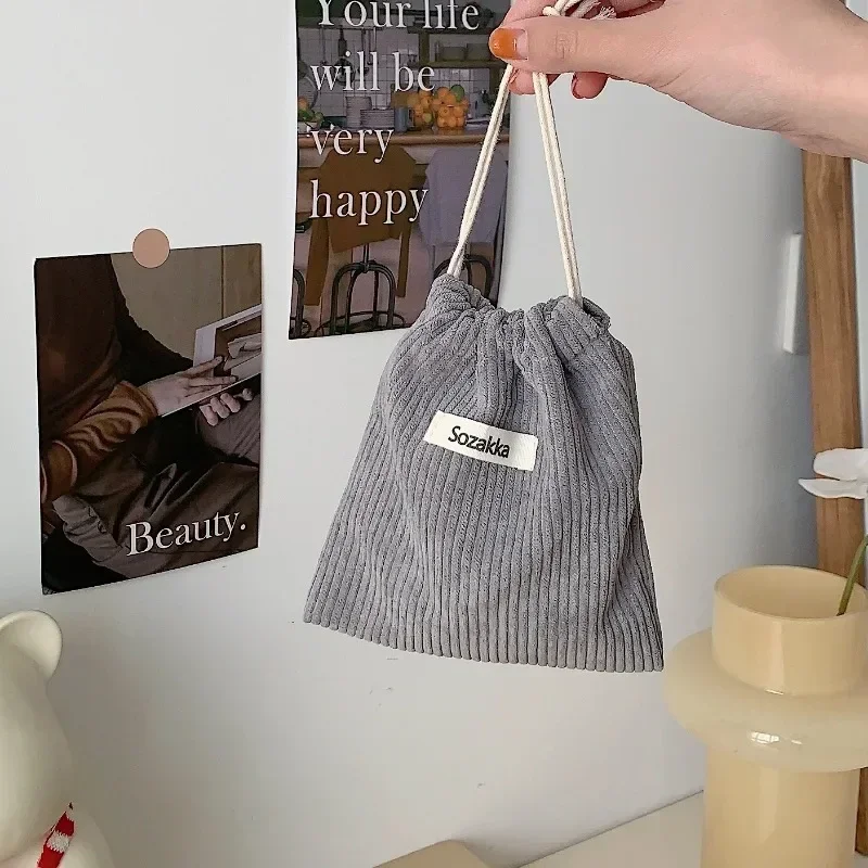 코듀로이 화장품 립스틱 보관 Drawstring 가방 고품질 크리스마스 선물 패키지 작은 주머니 캔디 주최자 주머니