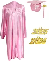 Unisex Adult Shiny Graduation cap and gown Tassel 2024 2025 Year Charm Package School Skirt  School Uniform 1