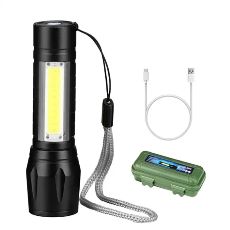 Mini Rechargeable LED Flashlight COB+XPE Portable Torch Camping Lantern Zoomable Focus Light Tactical Flashlight with Pen Clip portable flashlight portable torch