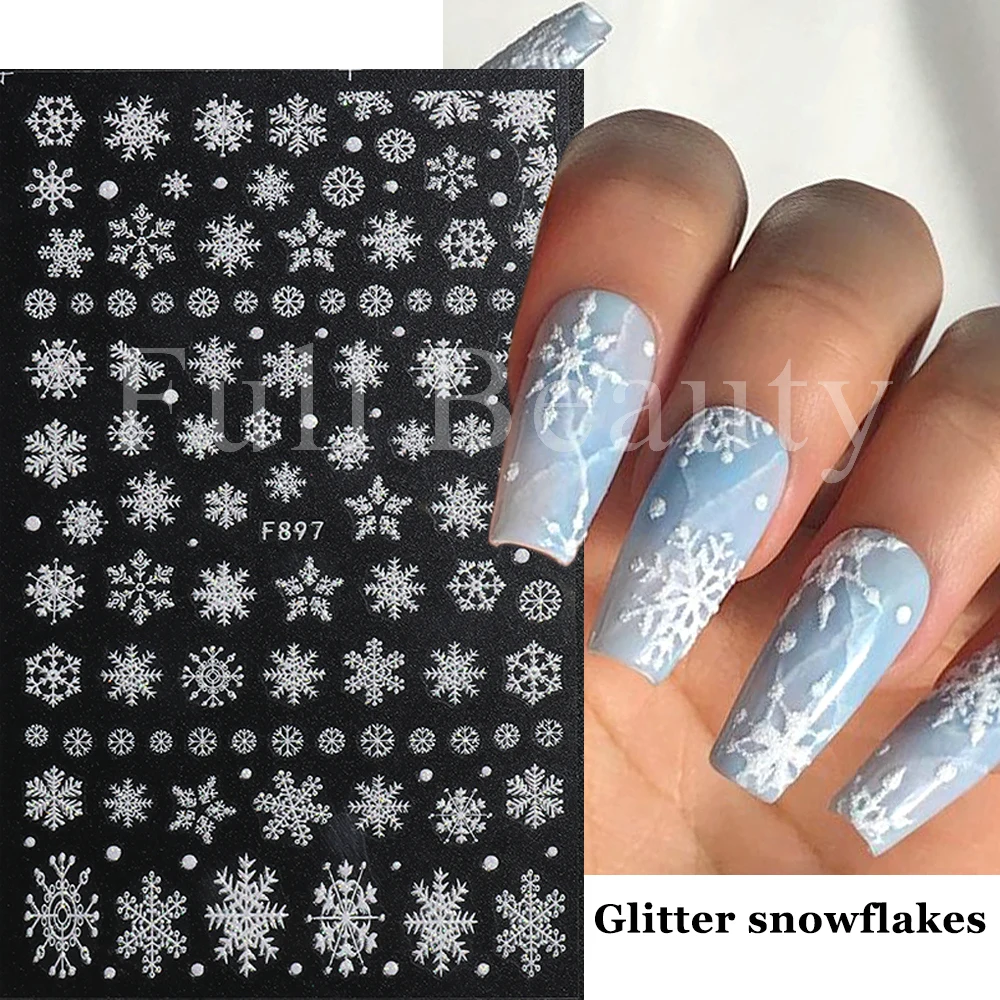 Blue Snowflake Nail Wraps / Christmas Winter Nail Polish Strips / Holiday  Ombre 3D Nail Stickers / Silver Night Dark Glitter New Years Nails - Etsy