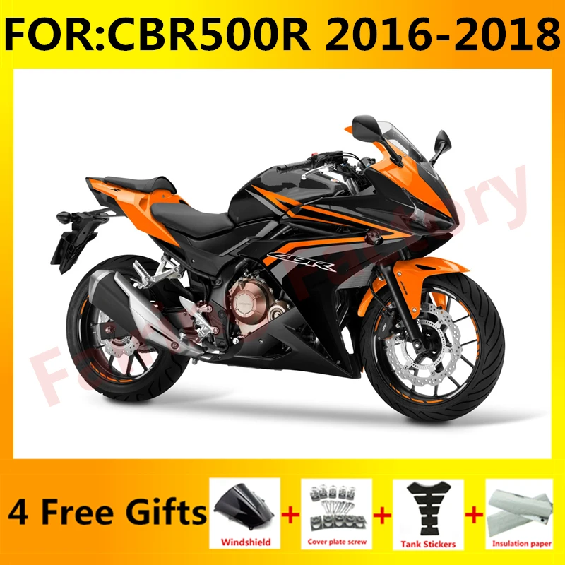 

New ABS Motorcycle Whole Fairings Kit fit for CBR500RR 2016 2017 2018 CBR500 RR CBR500R Bodywork full fairing kits black orange