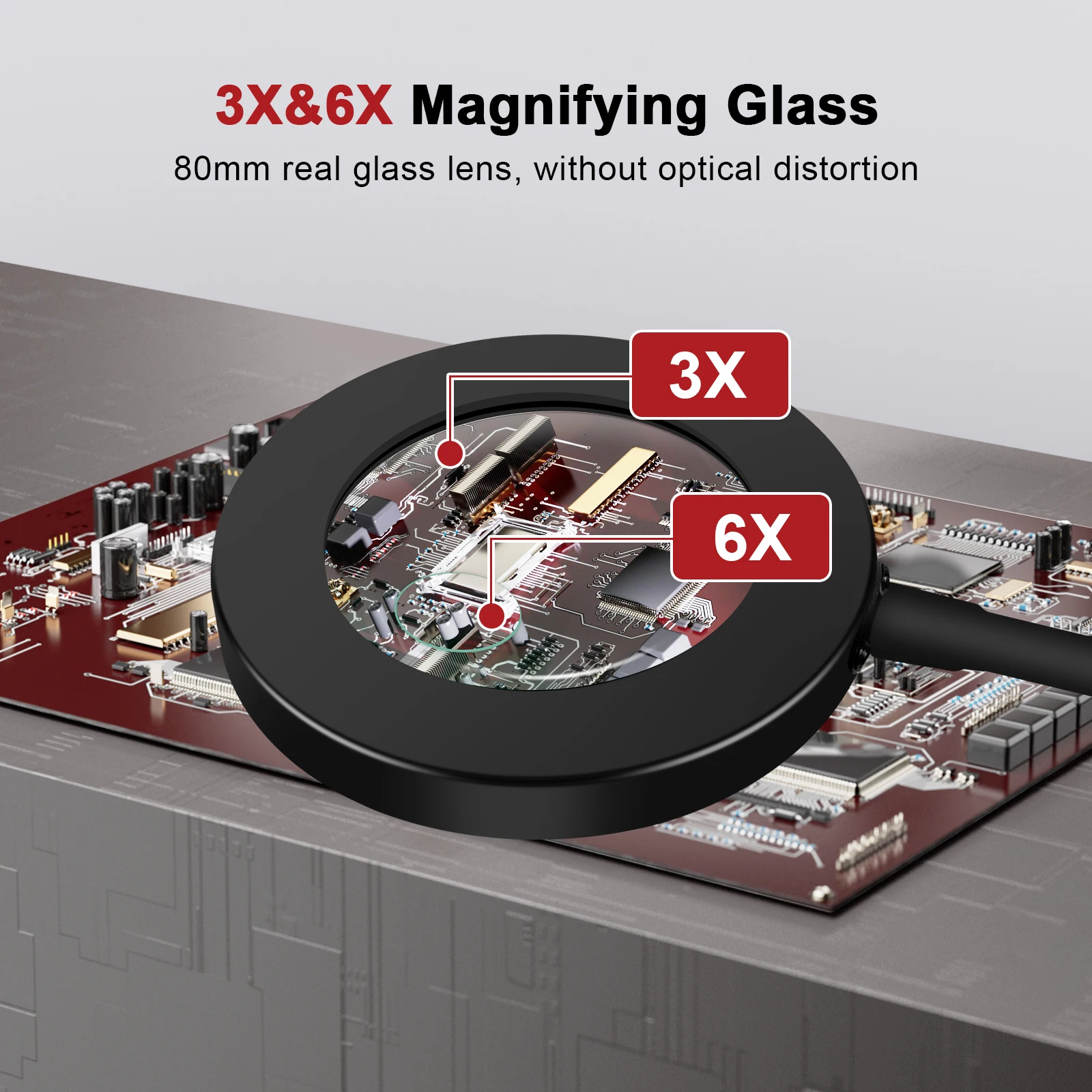 NEWACALOX Helping Hands Soldering Station Strongly Magnetic Based Flexible Arms With 3~6X Magnifier For PCB Electronics Repair