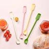 1/4Pcs Cosmetic Bottle Silicone Mini Scraper Baking Double End Two In One Spatula Jam Bottle Scraper Spoon Set 4