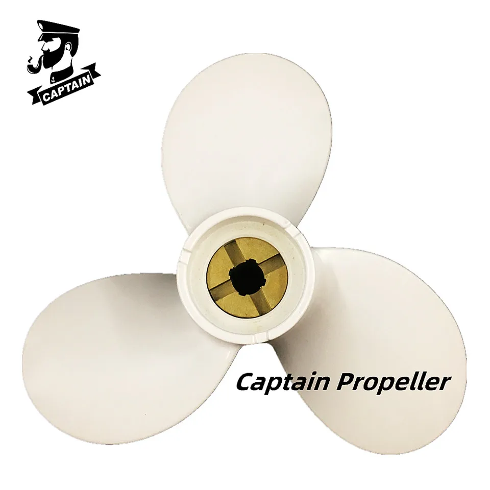 Captain Boat Propeller 9x7 Fit Yamaha Outboard Engines 6HP F6 F8 F9.9 8HP Motor Aluminum Alloy Screw 3 Blade Pin Drive Spline RH 1pcs d55l65 sb rigid clamp coupling bore 9 5mm aluminium d55 l65 screw rod drive shaft cnc jaw shaft motor coupler