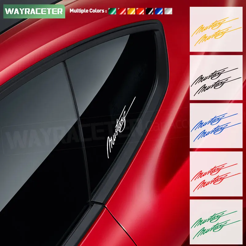 2pc Mustang Script Signature Decal Vinyl Sticker | Oracal 651, Made In USA