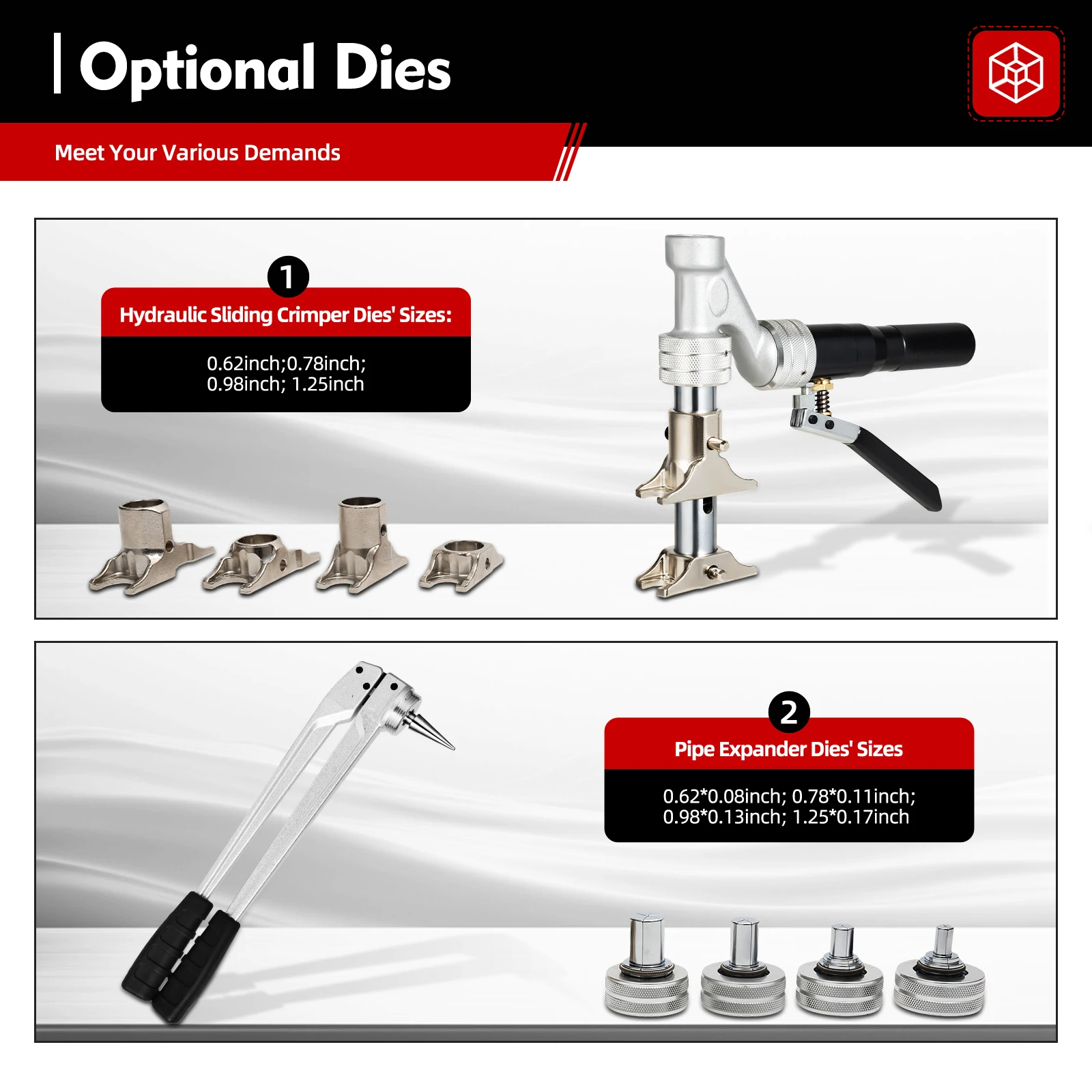 3T Hydraulisches PEX-Crimpwerkzeug-Set mit Rohraufweiter und -schneider für 1/2\", 3/4\", 1\" PEX/PPR-Rohre, Komplettes All-in-One-Set im Koffer – Detail 3