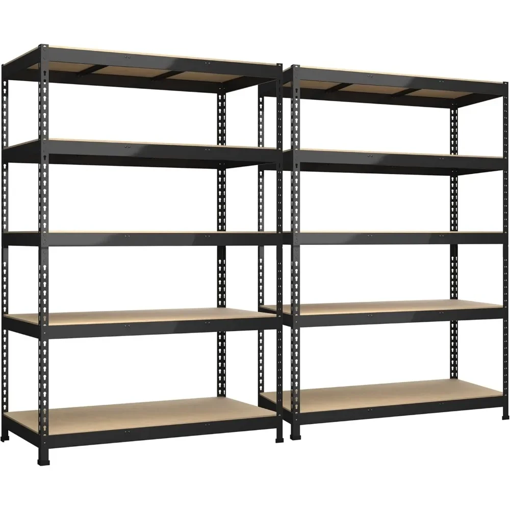 2 Packs 48" W x 24" D x 72" H Adjustable Garage Storage Shelves - 5-Shelf Heavy Duty Shelving Unit 2
