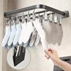 BEISHI Wall Mounted Foldable Aluminum Sock Drying Rack Windproof Clips Clothespin Towel Bra Laundry Hanger Bathroom Accessories 2