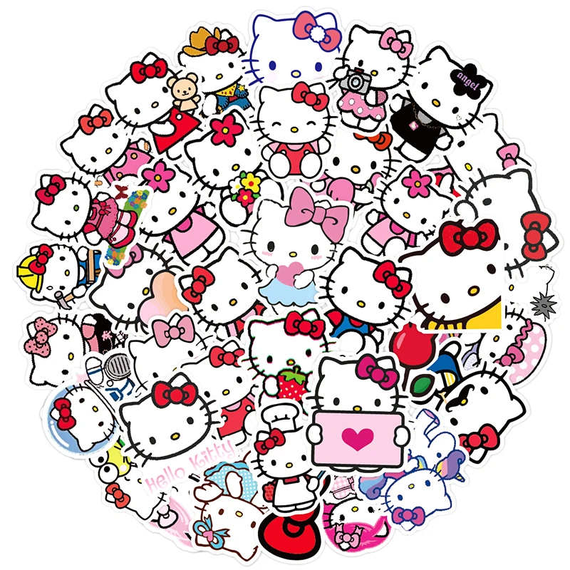 

50 шт., водонепроницаемые наклейки Hello Kitty