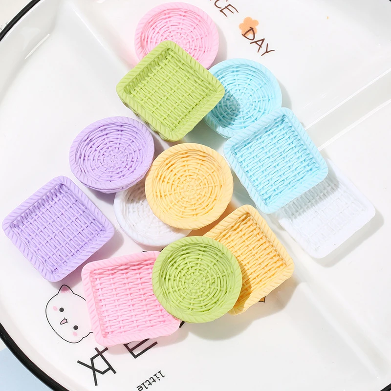 

5pcs 1/12 3cm*3cm Dollhouse Miniature Rattan Woven Tray For Children Pretend Play Accessories