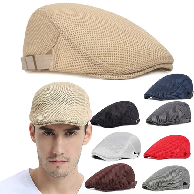 New Fashion Summer Men Hats Breathable Mesh Newsboy Caps Outdoor Sun Hats Flat Cap Adjustable Caps Gorras Berets for Father Gift 1