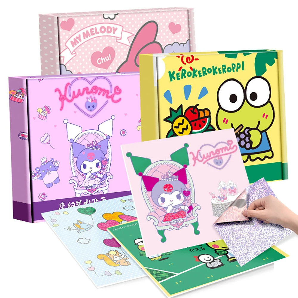 Sanrio Series of Children's Art Stickers Melody Kuromi Keroppi Colorful DIY Craft Puzzle Classic Cartoon Stickers children kid cooking baking painting cooking art craft plain apron pocket bib boys girls painting aprons baking playing clothes