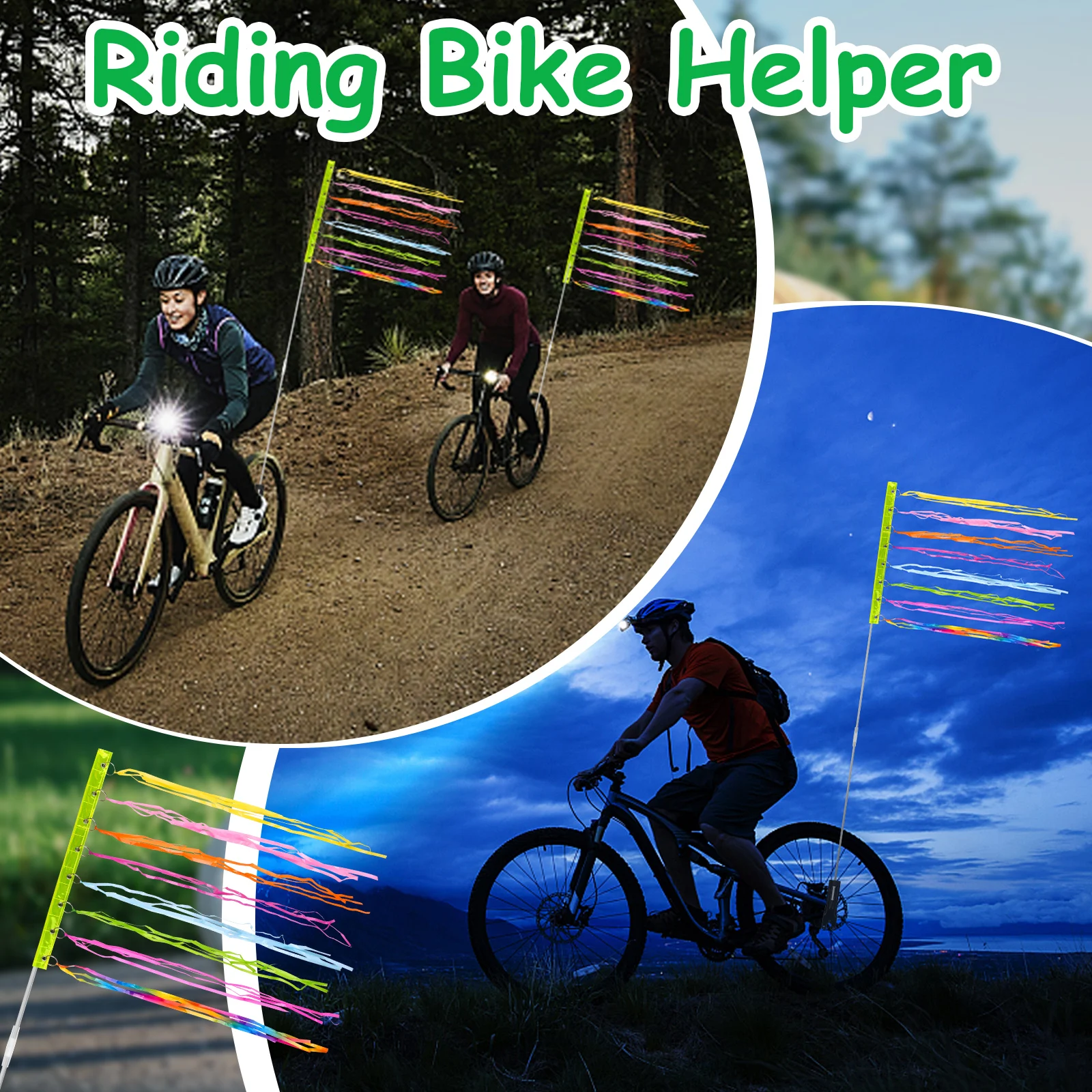 Upgraded Bike Safety Flag (12''x16'') And Adjustable Height Pole Made Of Sturdy Fiberglass 6ft Bike Flag With Pole For Safety