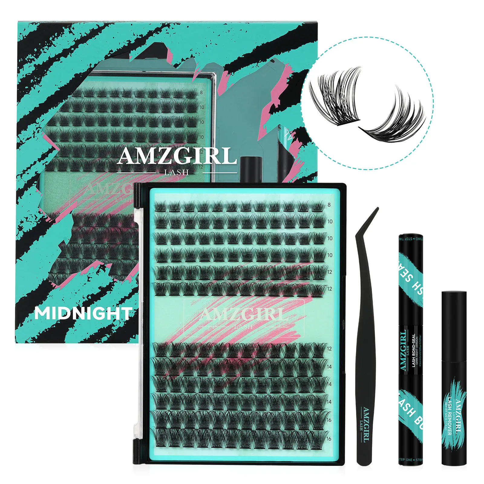 thumbnail image 1 of Amzgirl Lash 144pcs DIY Lashes Extensions Kit with Bond and Seal Tweezer and Remover Lash Kit DIY Cluster Lashes Fullfy Lashes, 1 of 5