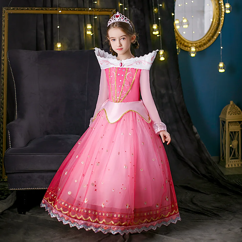 Prinsessenjurk Meisje - Doornroosje - Aurora - Accessoires Straal als een echte