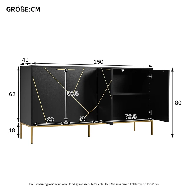 KOMHTOM Four Doors Metal Feed Sideboard