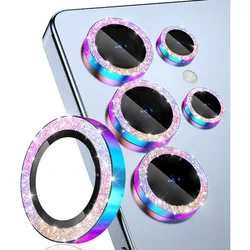 Glitter Decoration Ultra - HD Tempered Glass Camera Lens Protector with Metal Ring - Samsung S24 FE (Shiny Colorful)