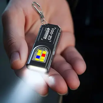 Portable Keychain Flashlight USB Rechargeable LED Flashlight Clip Lights Warning Flashing Lights Outdoor COB Work Light Lamp