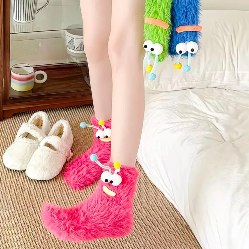 Cozy Big Eye Plush Fleece Socks - Warm & Funny Home Comfort for Autumn and Winter