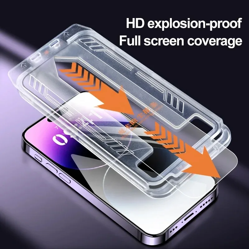 2PCS For IPhone 16 15 14 13 12 11 Plus ProMax X XS XsMax XR 안티 엿보기 필름 HD 강화 유리 먼지 방지 설치 상자 보호대