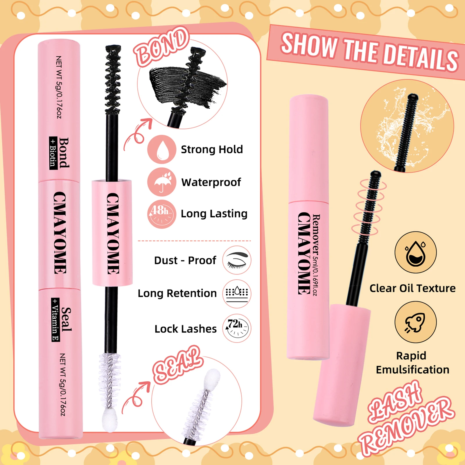 480pcs Lash Clusters Set Fluffy Thick False Eyelashes Extensions Bond Seal Remover 10-16mm Tweezer Sets