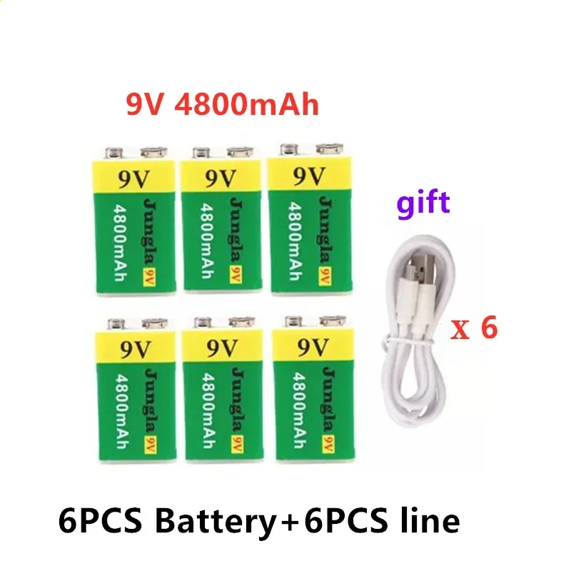

High Capacity USB Battery 9V 4800mAh Li-ion Rechargeable Battery USB Lithium Battery For Toy Remote Control Dropshipping