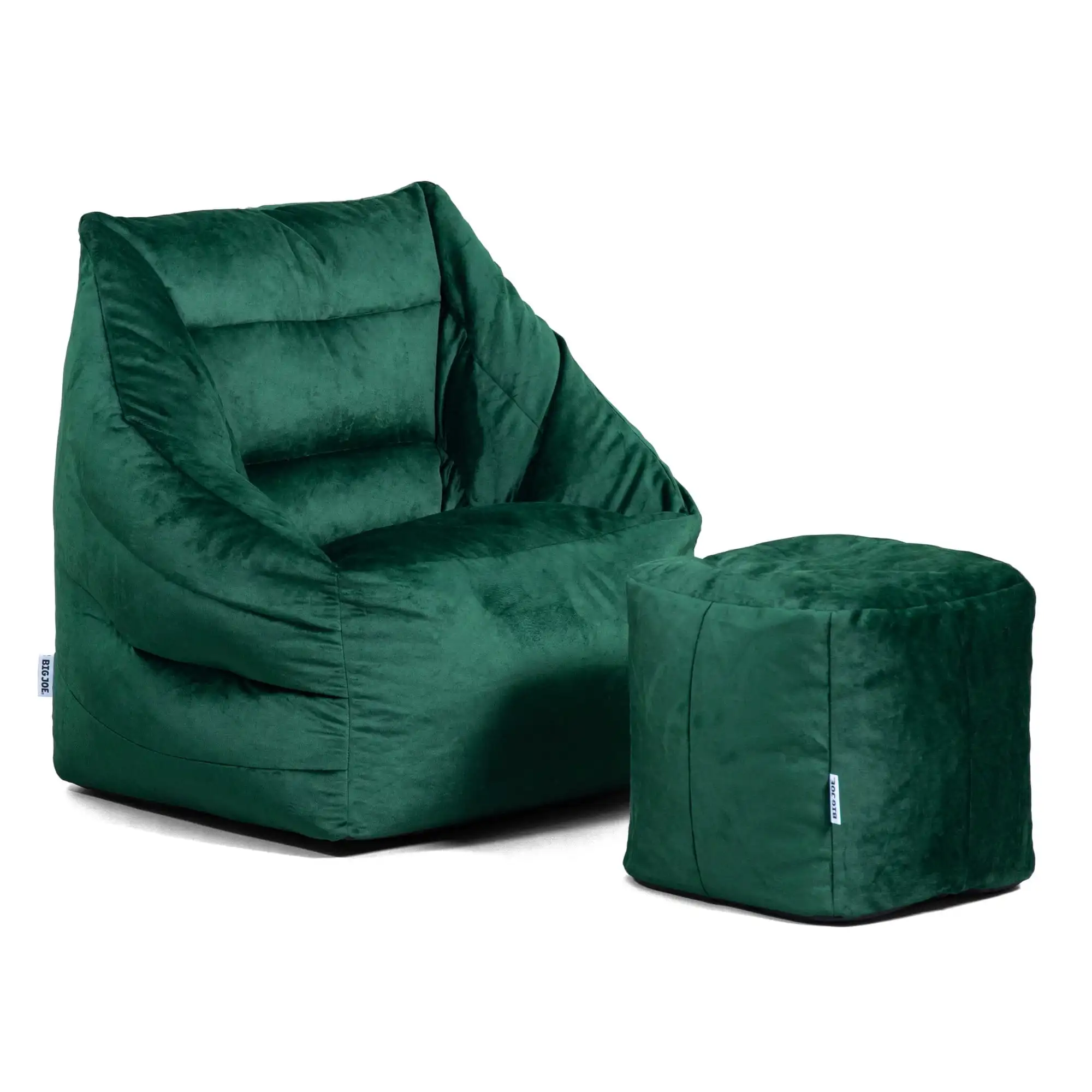 

3.5 feet Memory Foam Bean Bag Chair, Deep Emerald Velvet Fluffy Couch Soft Polyester Cozy BeanBag Chairs for Living Room