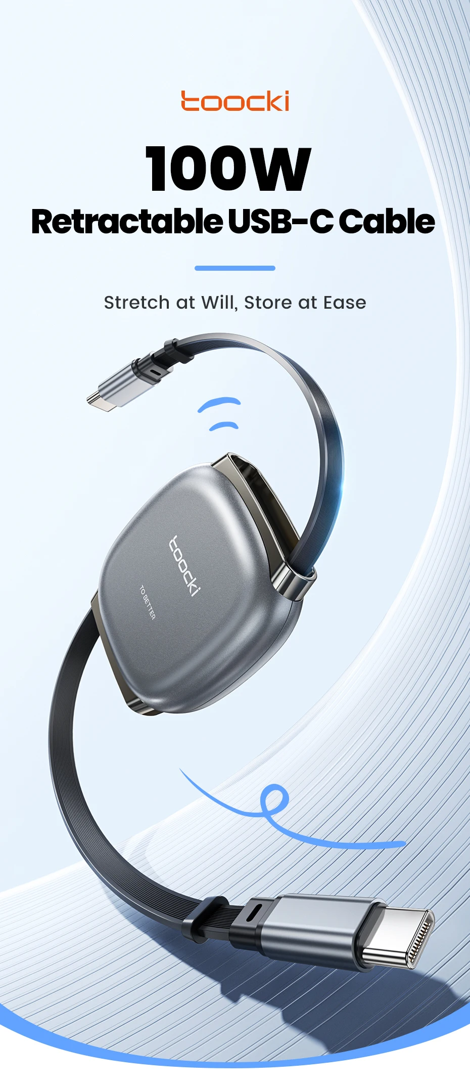 Retractable USB-C cable design