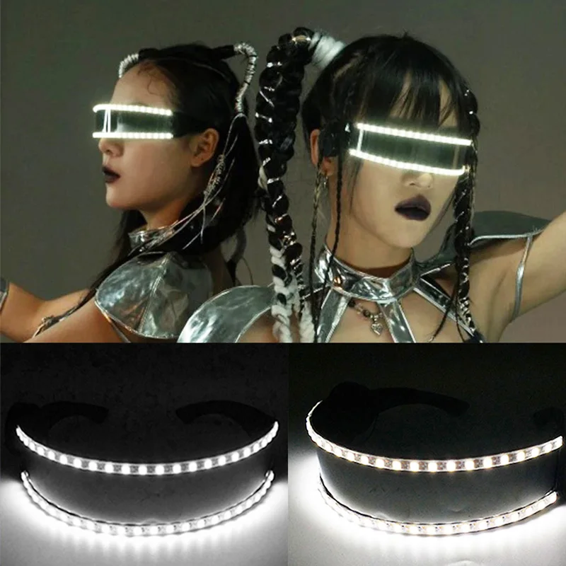 Lunettes LED Lumineuses Cyberpunk - 7 Couleurs, 5 Modes Flash, Pour Fêtes, Halloween, Cosplay, Clubs (taille Universelle)